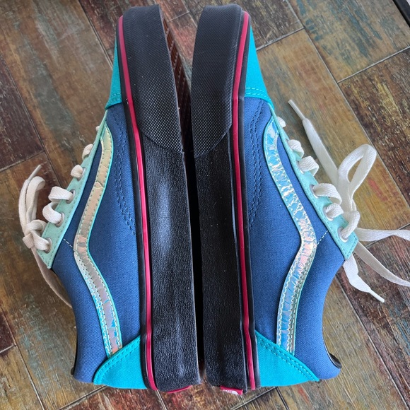 Vans low top SK8 shoes mens 4.5 women 6, two tone blue, white laces - Picture 4 of 8